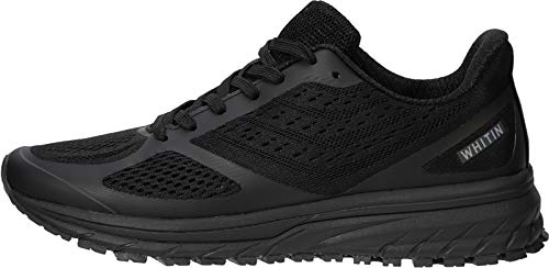 Joomra Mens Tennis Shoes Arch Supportive Trail Running Sneakers All Black Size 9.5 Lace Cushion Man Fashion Runner Walking Jogging Breathable Sport Footwear 43 #TOP1