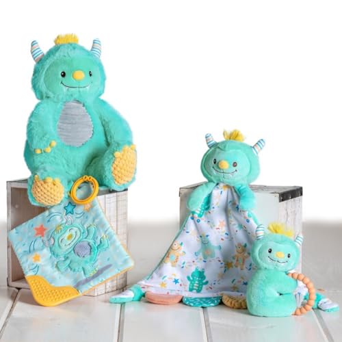 Image of Mary Meyer Crinkle Teether Toy with Baby Paper and Squeaker, 6 x 6-Inches, Mookie Monster