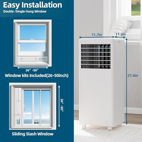 Portable 8000 BTU Air Conditioner with Dehumidifier & Fan – Cools Rooms Up to 300 Sq.Ft, Includes Remote Control for Bedroom, Kitchen, or Office by Takywep - Image 6