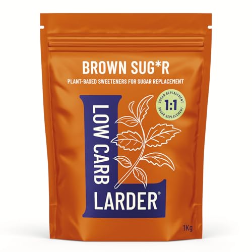 Low Carb Larder - Erythritol & Stevia Plant Based Sugar Alternative - Brown Sug*r - 1kg, Keto Friendly, 0g Net Carbs, Zero Calorie, for Baking & Hot Drinks