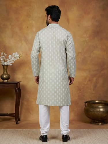 Image of Amazon Brand - Tavasya Men Floral Printed for Regular Fit Kurtas | Ethnic Wear | Festive | Cotton Blend | Knee Length