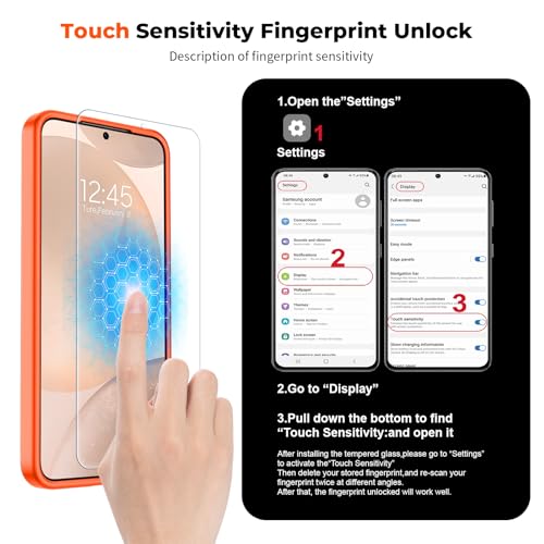 Image of SUPFINE Magnetic for Samsung Galaxy S24 Plus Case / S25 Plus Case with Screen Protector, (Built-in Magnets) (Military Grade Drop Protection) Slim Translucent Shockproof Phone Case,Orange