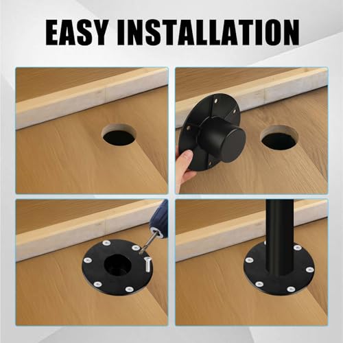 Image of Round Aluminum RV Trailer Pedestal Base,Flush Floor Mount Base for Table Legs with 6 Screw Holes,Fit for Table 013-1112 Table Base