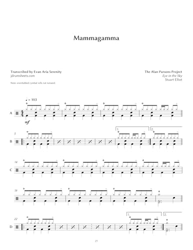 The Alan Parsons Project - Mammagamma: Drum Sheet Music (JDS: The Alan Parsons Project Collection) (English Edition)