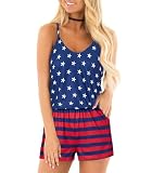 Picture of RAISEVERN Women Romper American Flag 4th of July Short Jumpsuit with Pocket