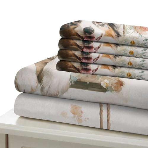Parure de lit chien mignon microfibre king 220x240 cm