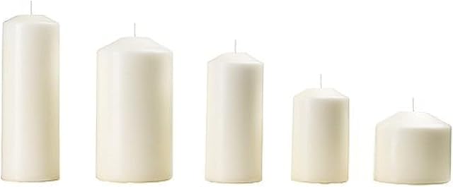 Ikea FENOMEN - Unscented Block Candle, Set of 5, Natural, White