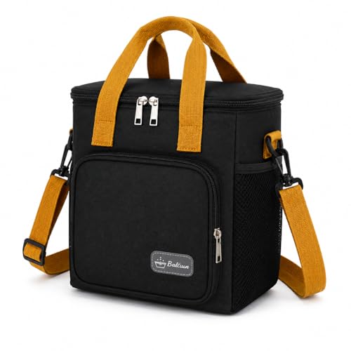 Bolsa Térmica Marmita Lancheira Média Premium com Alça de Ombro – Bolsa Térmica para Trabalho, Passeio, Academia e Dia a Dia – Compacta, Resistente e Espaçosa (Preto)