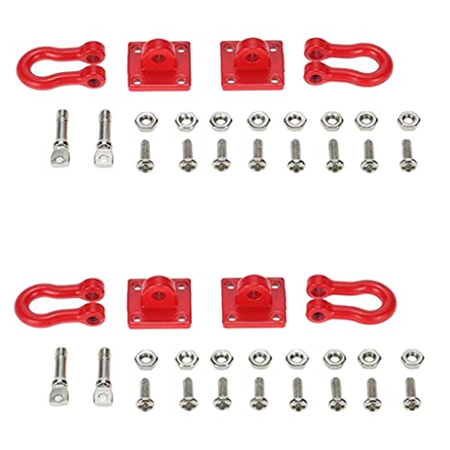 Hellery 4xメタル牽引フックバックルウィンチシャックルアクセサリーに1/10スケールRCクローラートラックモデルカー、レッド