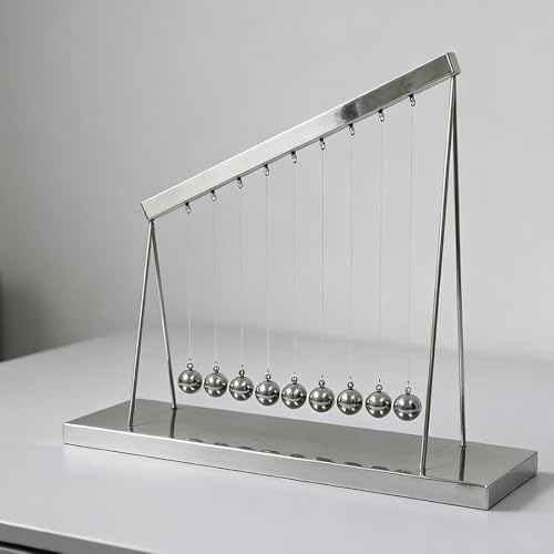 Newton's Berceau pour bureau, 10 boules en acier, décoration de démonstration d'équilibre cinétique, pendule en métal robuste, cadeau scientifique pour décoration de bureau, décoration d'intérieur
