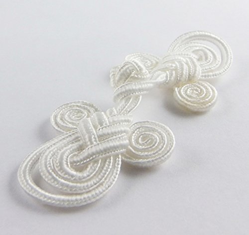 Chinese Frogs Button Closures Hook & Eye Fastener - Sewing Quilting Renaissance Dance Hawaiian Bridal Costumes Outfit Drapery Home Decor-White-3.5"X1.5"-Angel Design - 1 Pair/Pk - #Fg4752 #TOP2