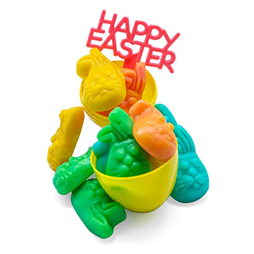 Vidal Gummi Candy Bunnies - 1 LB Resealable Stand Up Candy Bag - Chewy Gummies in Pastel Red, Blue, Yellow, and Green Colors - Assorted Flavors - Festive Easter Candy for Baskets and Party Favors