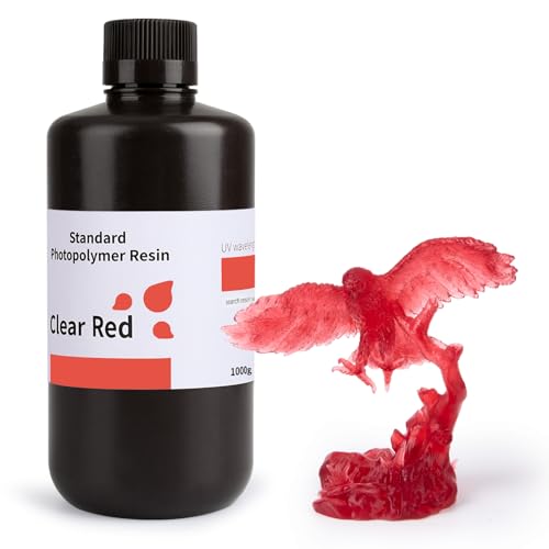 Image of ELEGOO 3D Printer Rapid Resin LCD UV-Curing Resin 405nm Standard Photopolymer Resin for LCD 3D Printing 1000Gram Clear Red