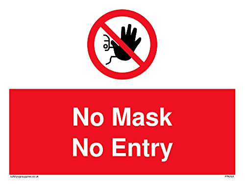 Pack of five - No Mask No Entry Sign - 200x150mm - A5L