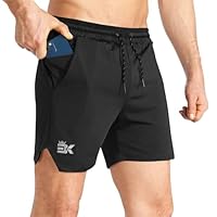 BROKIG Leichte Sporthose Herren Kurz mit Versteckte Reißverschlusstasche Gym Shorts für Männer (Schwarz,L)