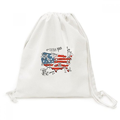 Toile sac à dos cordon Amérique illustration liberté de parole avec finitions soignées