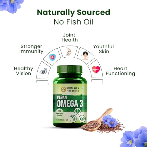 Himalayan Organics Omega 3 6 9 Vegan Natural Nutrition Supplement for Muscle, Bone, Heart & Skin - 90 Veg Capsules - Image 3