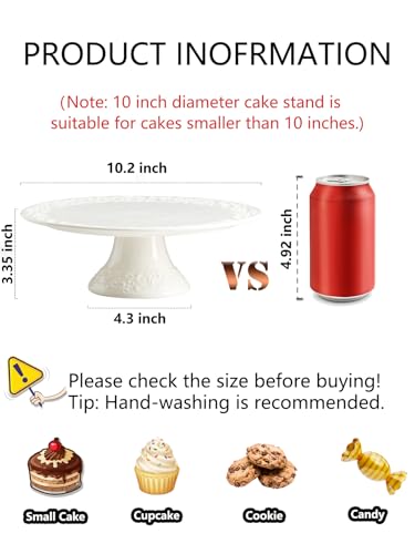 Wedding Cake Stand, White Cake Stand for Smaller Than 10 Inch Cakes, Christmas Porcelain Cake Plate for Party, Baby Shower, Birthday, Home Decorating Stand - Image 3