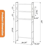 Simple Trending Over The Toilet Storage Rack with Toilet Paper Holder, Heavy Duty Metal 3 Tier Bathroom Organizer Shelf with 3 Hooks, White - Image 3