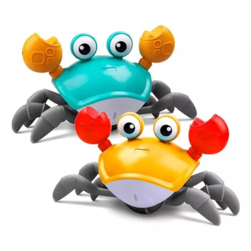 Kit Pega Caranguejo - Brinquedo com Música, Que Anda e Evita Obstáculos Movido A USB E Prato Com Div