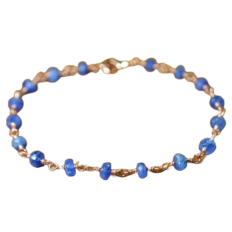 Bracelet en saphir bleu à facettes LKBEADS de 17,8 cm pour homme et femme