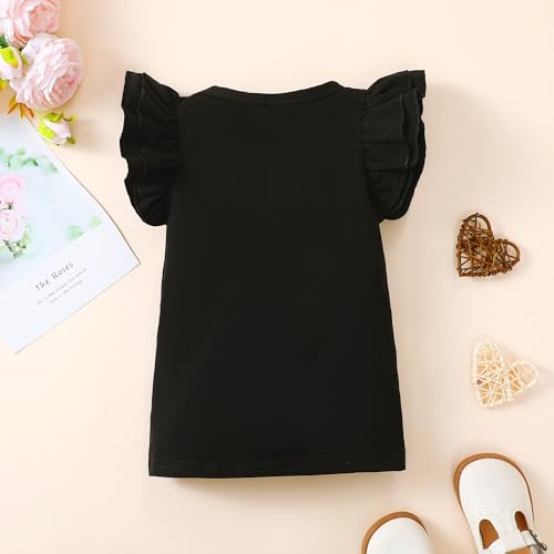 2-6t Toddler Girl Ruffle Shirts Puff Sleeve Shirt Girls Shirts Solid Color Cotton Blouse4