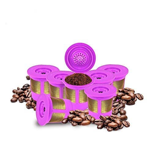 Coffee Filters 7-Pack Gold Plated Mesh Refillable Reuseable For Keurig K-Classic K-Elite K-Select K-Cafe K-Compact K200 K300 K400 K500 Coffee Filters for 2.0 and 1.0 Brewers