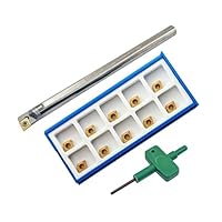 Hunricho Mini Metalldrehmaschine Werkzeuge Bohrstange Set Schaft Drehwerkzeug Halter mit CCMT21.51Bohrstange Ersatz Karbid Turninng Einsätze für Stahl (1 Halter + 1 Box CCMT060204)