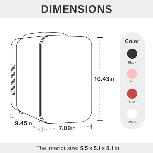 Simple Deluxe 4L/6 Can Mini Fridge, Portable Cooler & Warmer Freon-Free Refrigerator, Provide Compact Storage for Skincare, Beverage, Cosmetics, Bedroom, Office, Black
