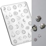 Nail Art Silicone Mold, Nail Decoration Silicone Mould, 3D Nail Art Carving Mold Templates for Precise Embossed Pattern, Nail Tools Nail Charms for Acrylic Nail DIY Craft (Moons & Stars)