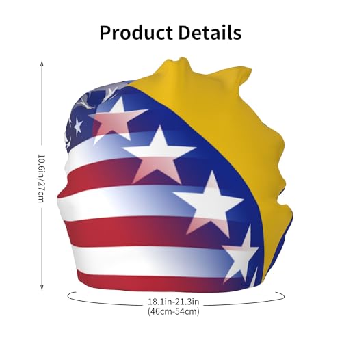 American Flag and Bosnian Flag Children Hip Hop Knitted Hat Kids Elastic Leisure Knit Cap Warm Sleep Beanies Black2
