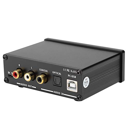 ASHATA AC-Q3 PRO DAC PC-USB-Decodierung Audio-Decoder mit Kopfhörerverstärker für 3,5-mm-Kopfhörer(Schwarz)