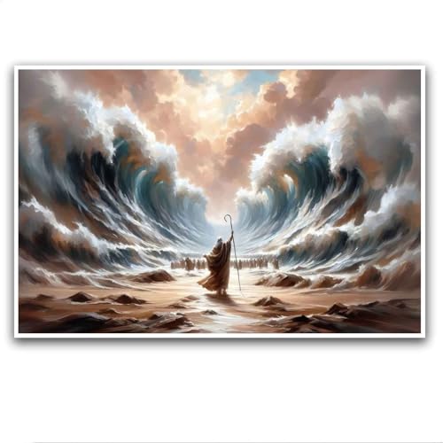 AEGYORDS Moses Parting the Red Sea Exodus Painting Old Testament