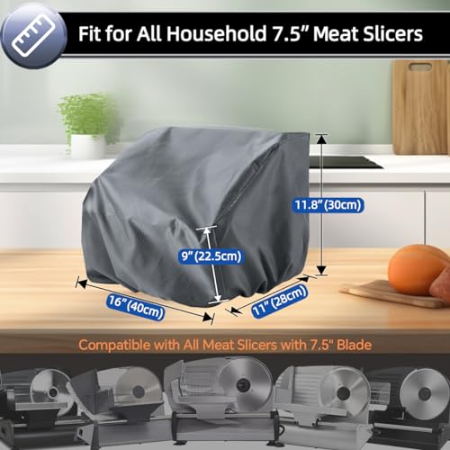 Meat Slicer Cover, Dust Cover for Home Use Electric Deli Slicer, Waterproof Oxford Fabric, Compatible with OSTBA/Anescra/Borlebbi/Chefman and All 7.5