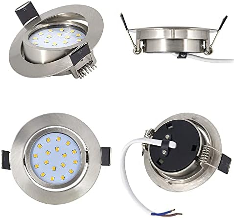 Wondlumi 5W Recessed Ceiling Lights Ultra Thin, Spot Lights for Ceiling LED Downlights Spotlights Brushed Chrome Cool White 240V for Kitchen Living Room, Pack of 6