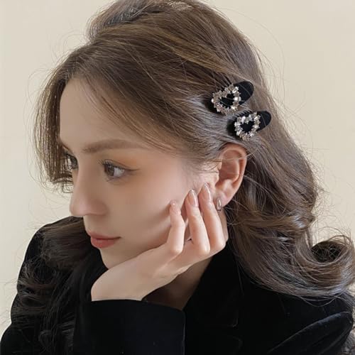 Pinzas para el cabello en forma de corazón con pedrería negra para mujeres y niñas, pasadores para boda y accesorios para el cabello miniatura 3