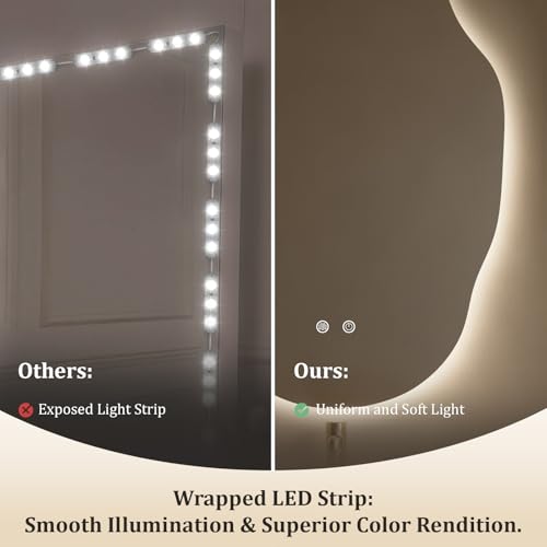 WallBeyond LED Bathroom Mirror with Lights, 25 x 35 Inch Led Bathroom Vanity Mirror for Wall, Anti Fog Mirror for Bathroom, 3 Colors and Dimmable Light, Horizontal/Vertical by WallBeyond - Image 5