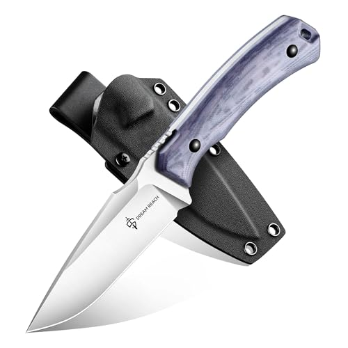Image of Dream Reach Fixed Blade Knife - D2 Steel Tactical Knife with Ergonomic Full Tang Handle and Adjustable Sheath for Outdoor Camping Survival Gift for Men Women Purple