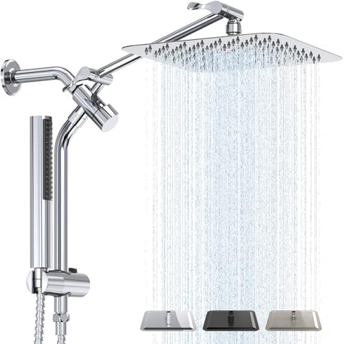 Square Shower Heads With Handheld Spray Combo, High Pressure All Metal Rain Shower Head And Handle Set, 6'' Showerhead With Hose 78" Stainless Steel (wosaisius Matte Black Dual Shower Head) P 275504722 - View #9
