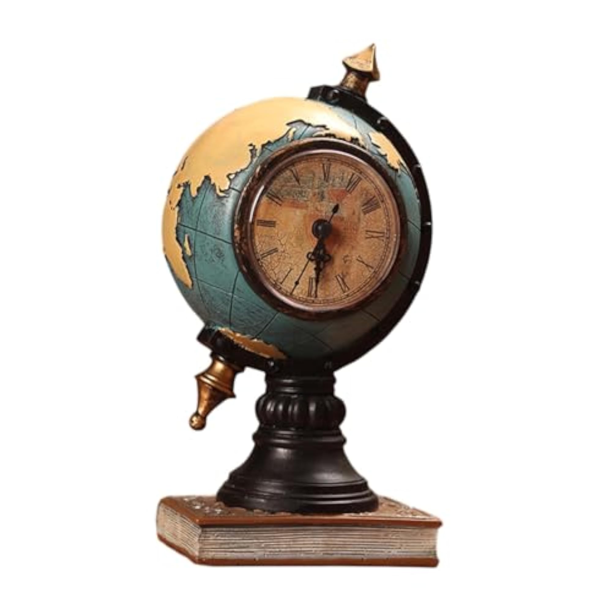 Globe Figurine Table Clock, Decorative Desktop Clock for Office