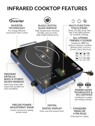 Image of Surya Ivansh 2500W Infrared Cooktop | All Utensil Friendly | 4 Hours Timer | Overheating Protection | 1 Year Warranty
