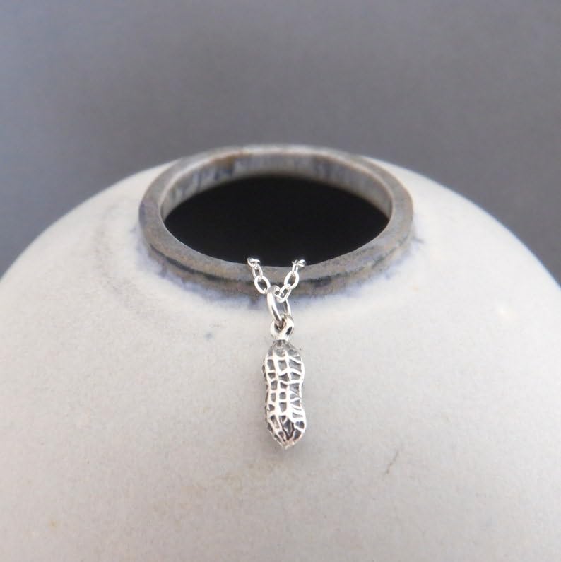 Collar de cacahuete de plata 925 con cadena de 45 cm 2
