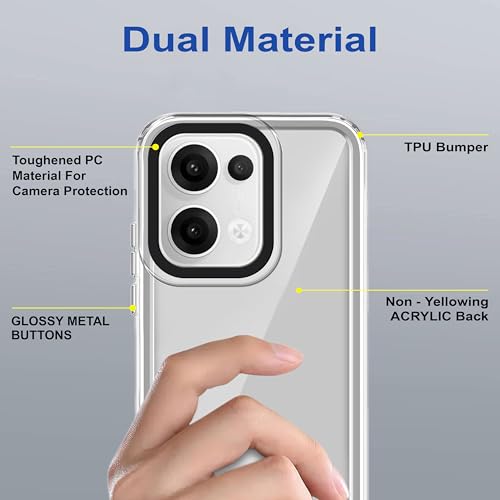 Image of Zapcase Back Case Cover for Oppo Reno 13 5G | Compatible for Oppo Reno 13 5G Back Cover | Case Cover with Camera Protection | (TPU + PC | Transparent)