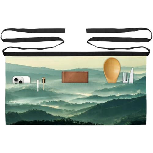 Lot de 3 tabliers courts de chef avec 3 poches demi-tablier pour restaurant et travail