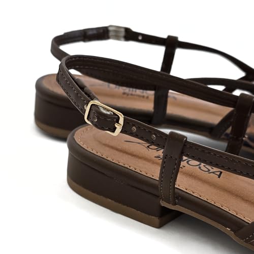 LUMINOSA Women’s Slingback Flats– Leopard Mesh with Brown Round Toe4