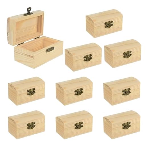 10 Piezas Pequeño Cofre del Tesoro de Madera (9x5x4.5cm) Mini Cofre del Tesoro de Madera con Cierre para Manualidades y Fiestas