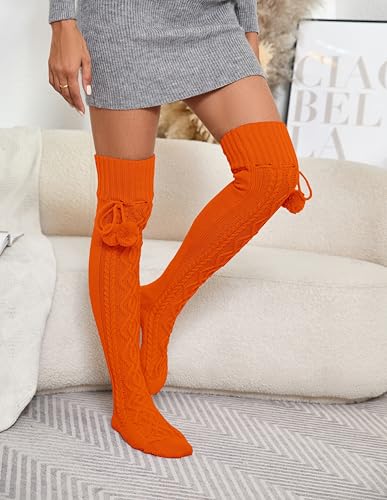 Image of YELAIVP Women's Thigh High Socks - Extra Long Cable Knit Over the Knee Socks and Leg Warmers