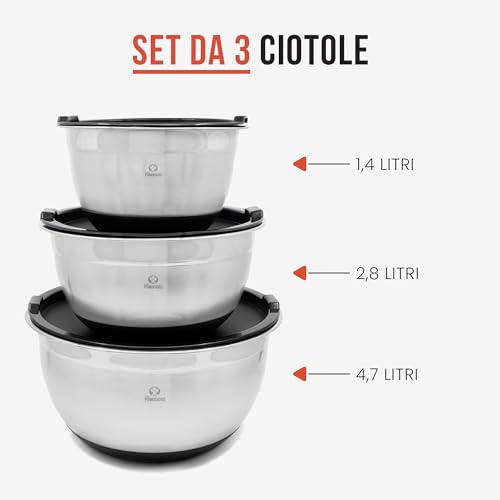 Chef Pomodoro Set Ciotole Cucina con Coperchio