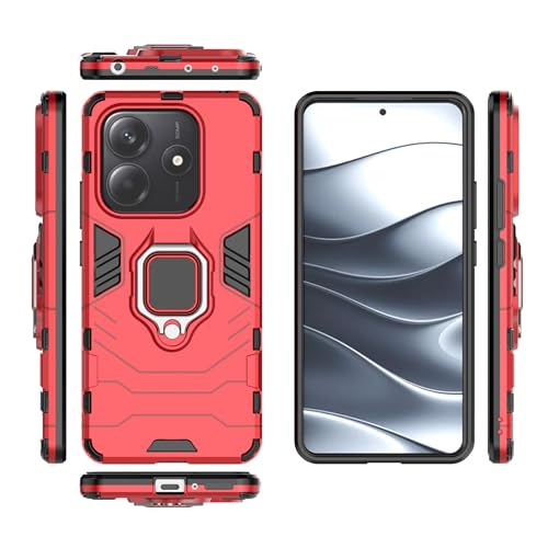 Housse Xiaomi Redmi Note 14 5G protection rouge béquille coque arrière fine rigide souple
