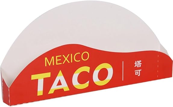 100pcs Taco Holder Disposable Paper Box for Taco Portable Oil Resistant Freestanding Food Packaging Commercial Use